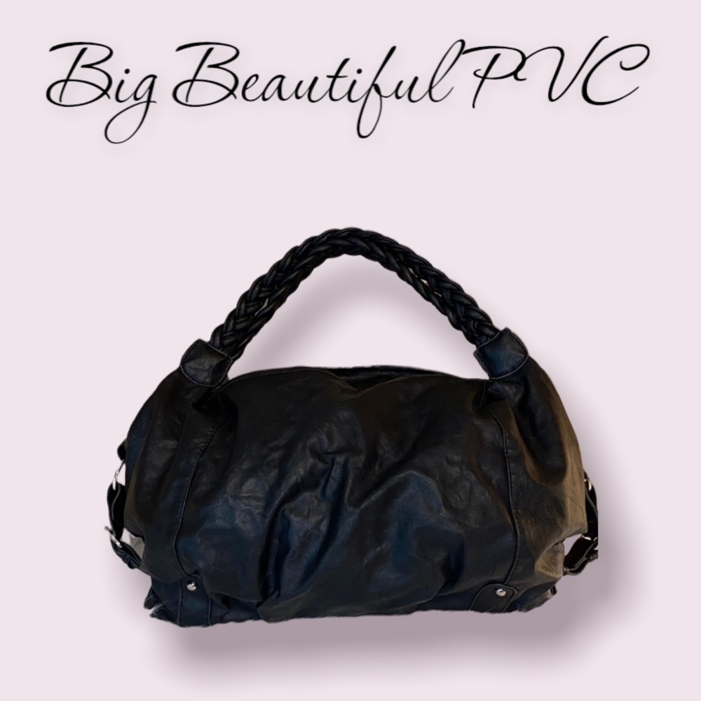 Big Beautiful Black Purse 17”x10”x3” Handle 7”